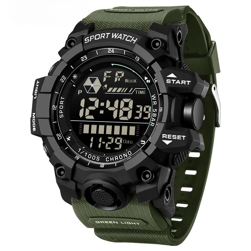 

Digital Watches for Man Waterproof Outdoor Sports Luminous Date Fashion Simple Multifunction Men Electronic Watch зелёный