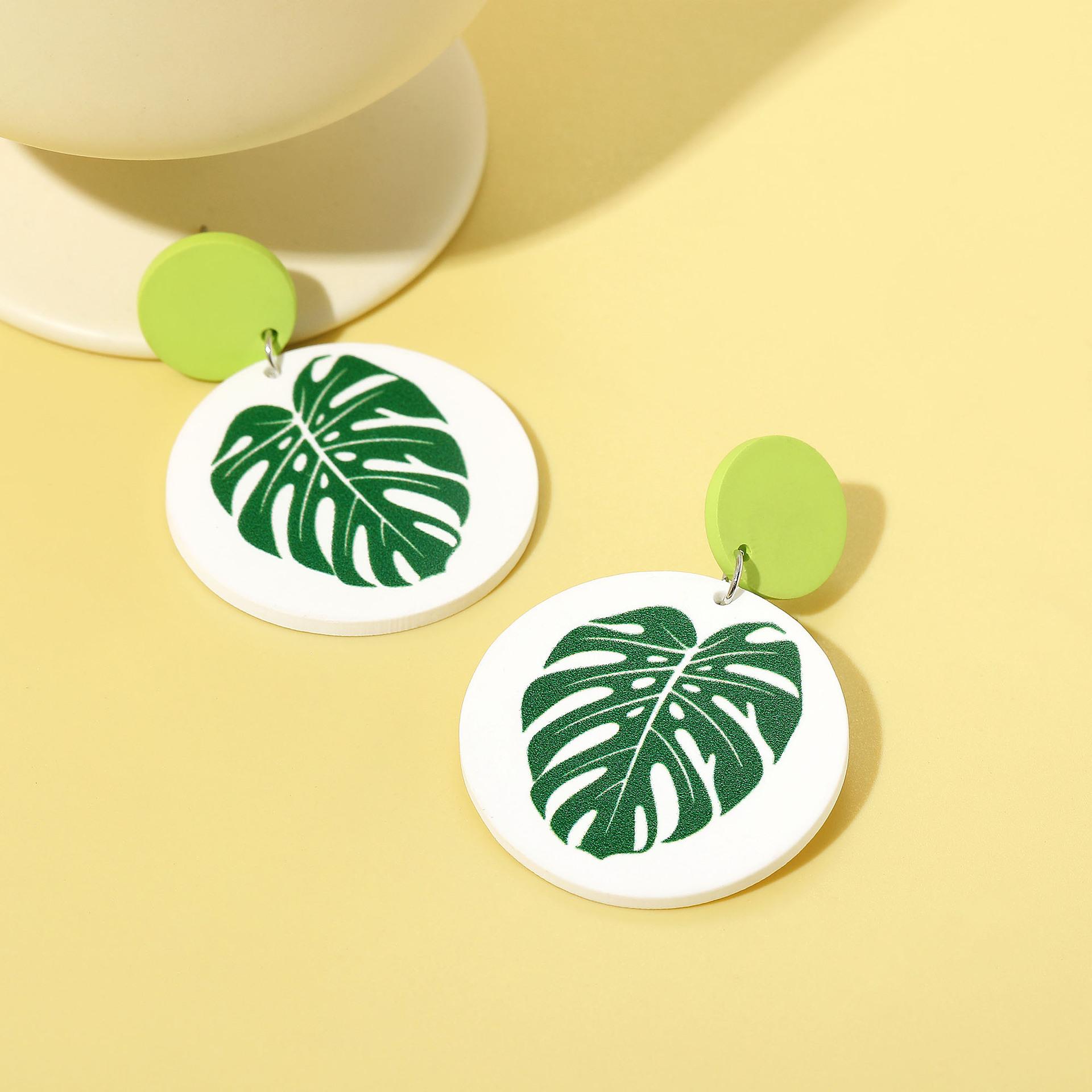 

Женские свежие серьги-капли с акриловым зеленым кокосовым деревом в пляжном стиле one size