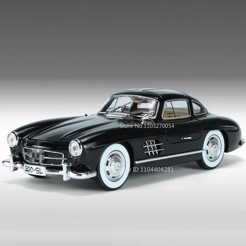 1:24 W140 300sl Toys Alloy Miniature Car Diecast Model Doors Opened Sound Light Pull Abck Rubber Tires Vehice Kid Christmas Gift