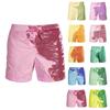 Calção de banho masculino com mudança de cor de água, calção de praia com mudança de cor quente
