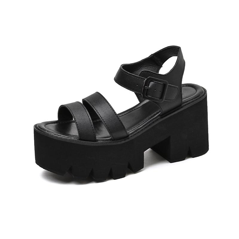 

Women Shoes Black Platform Women Sandals Summer 2025 Female Shoes Woman Block Heel Fashion Buckle Causal Sandals High Quality 35 чёрный