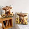 Cute Highland Cow Cushion Cover Soft Plush Fabric DoubleSided Printed Cushion Covers for All Seasons Modern HomeDecor Gift