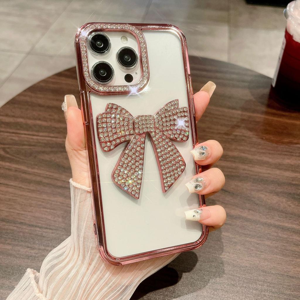 For IPhone 15 Electroplated Butterfly Crystal Diamond Phone Case for Apple 14 Gradient Feather 13 Luxury Protective Case for Women