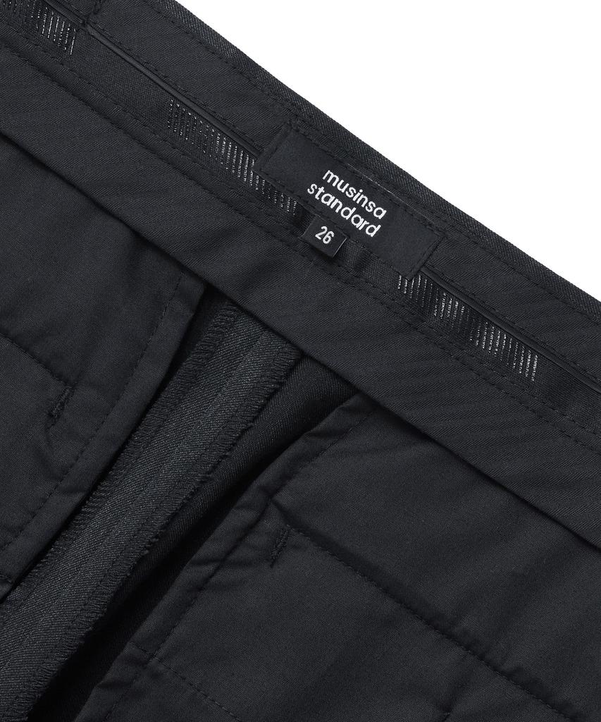 MUSINSA STANDARD WOMAN Women'S Slim Straight Hidden Elastic Waist Slacks [Charcoal Gray]