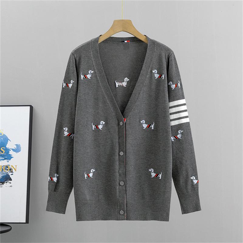 

Осенне-зимний полосатый вязаный кардиган-свитер облегающего кроя, женский топ с жаккардовым узором XL серый