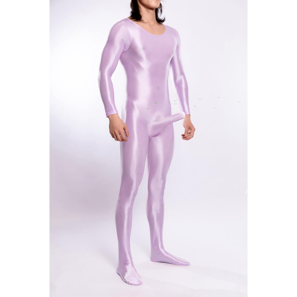 M-XL Glänzender Nylon Catsuit Bodystocking Penis Hülle Bodysuit Strumpfhose Sexy Leotard Einteiliger Unitard Dessous Pyjama Körper