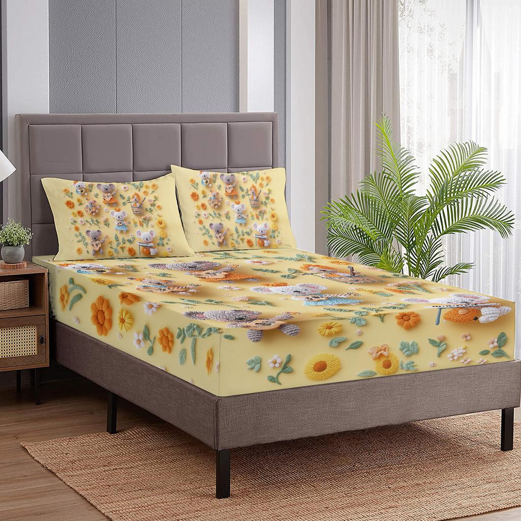 Koala Band 3-Piece Bedding Set, Cool Band With A Rhythm, Comes With 2 Pillowcases, Suitable For Bedroom (Boy, Music Festival)