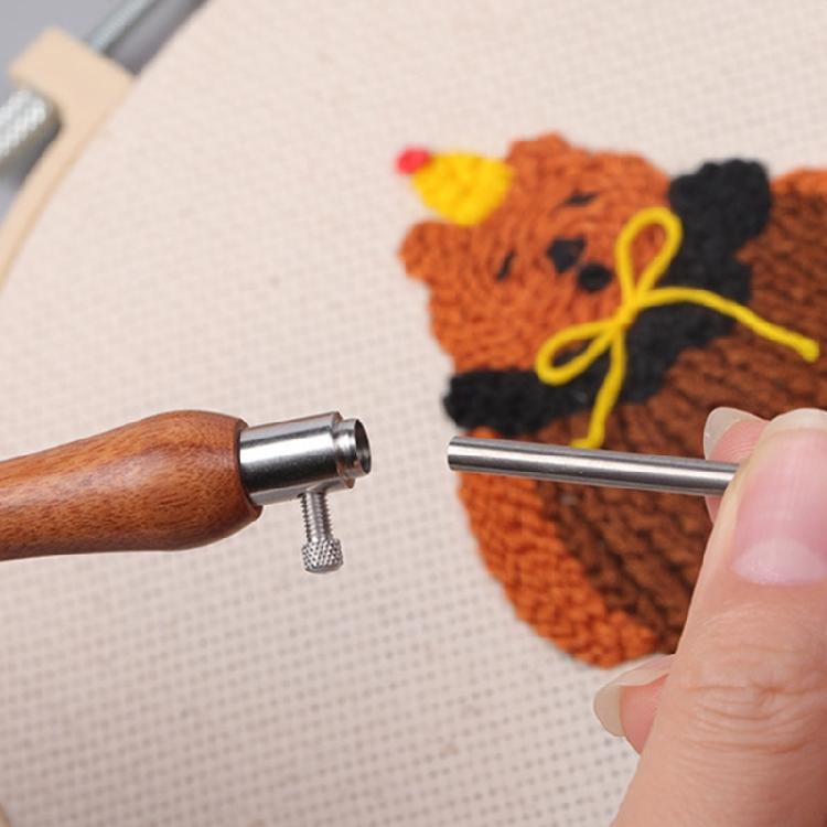 Embroidery Punching Needle Set, Wood Hand Embroidery Pen Beginner Punching Needle Embroidery Set for Stitching Craft