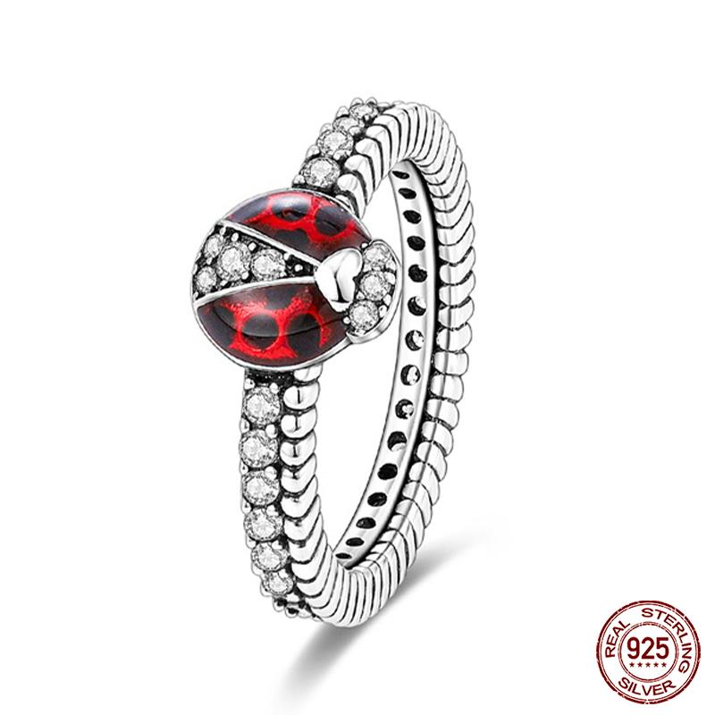 Real 925 Silver Plate Colorful Dragonfly Butterfly Cubic Zircon Rings For Women Wedding Engagement Birthday Jewelry Gift