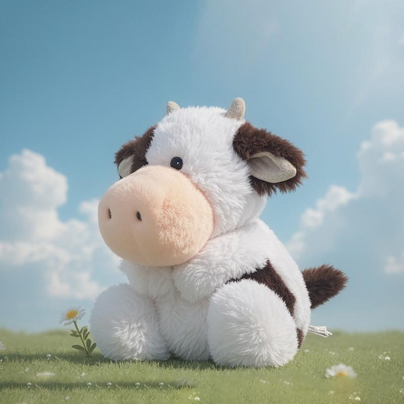 Kawaii Milk Cow Stuffed Animal Doll Toy Cute Milk Cow Pillow Cartoon Stuffed Animal Toy Kids Appease Toys Birthday Gift