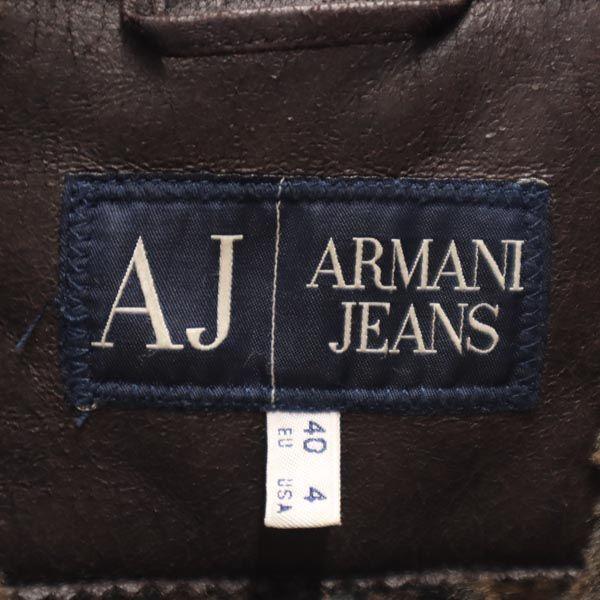 ARMANI JEANS fake leather jacket USA 4 Dark brown Fur lining Men's Used