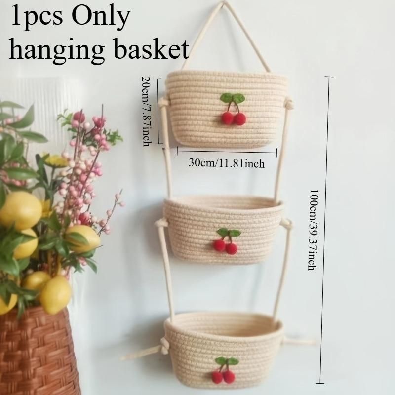 

1pcs 3-layer hanging storage basket, hand-woven storage basket, wall-mounted decorative basket, home decoration