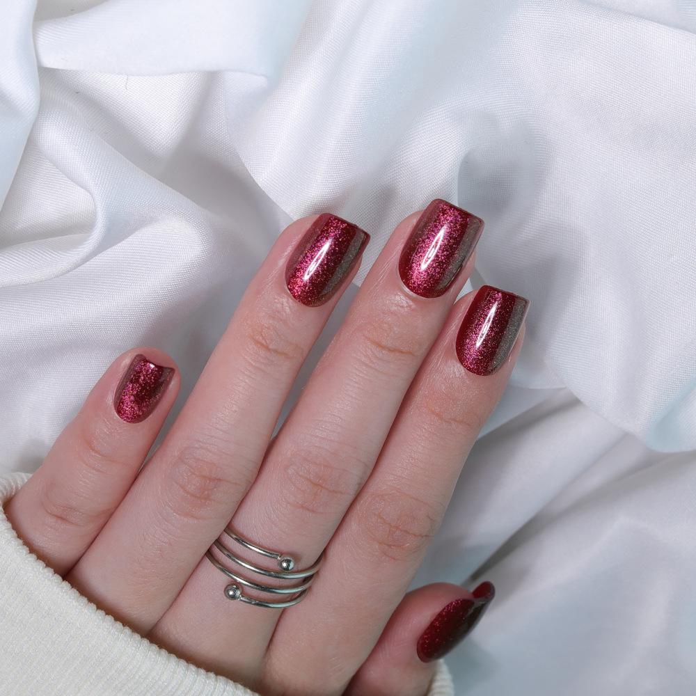 31 Colors Advanced Flash Cat Eye Short Square Press-On Nails - 30PCS Box