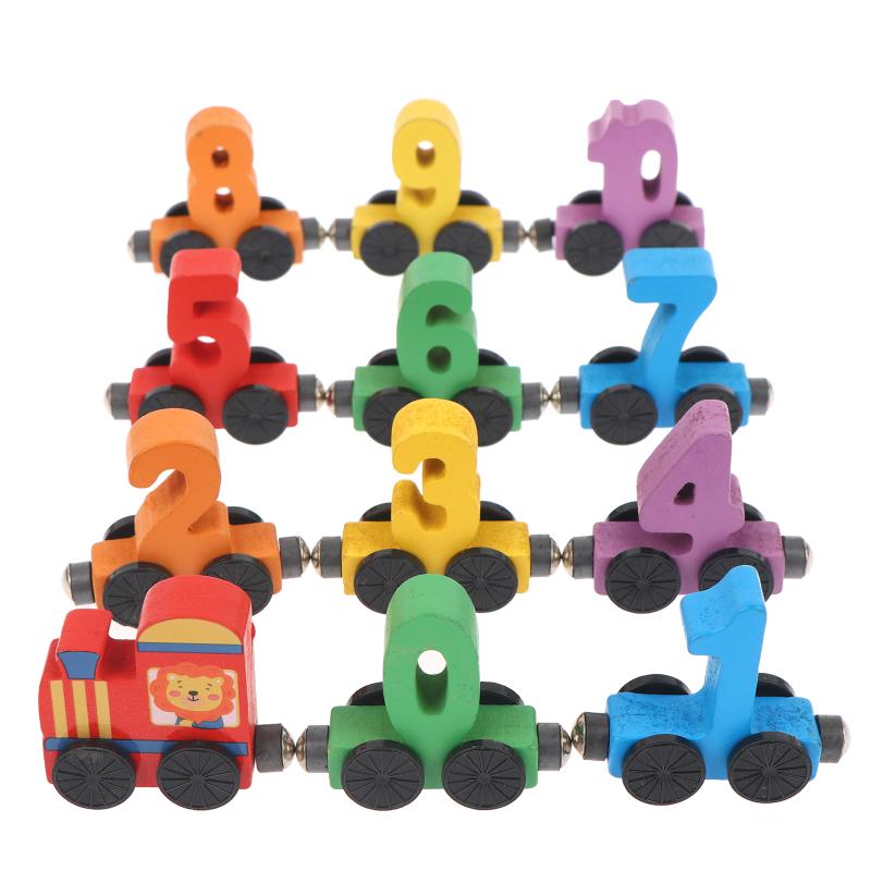 Wooden Magnetic Number Train Set Non Toxic Materials For Toddlers Early Math Learning