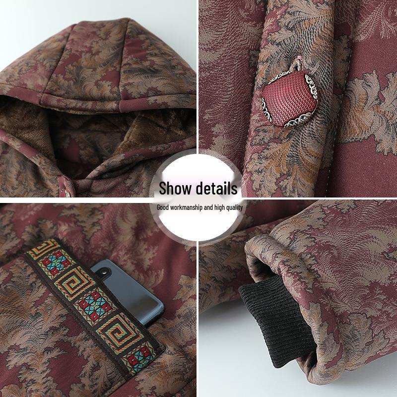 Mormors vinterbomullsjacka med fleecefoder: Varm, förtjockad jacka för äldre