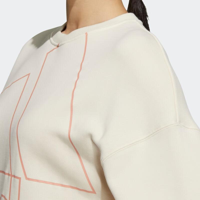 Adidas Large Logo Crew Neck Sports Casual Pullover Sweatshirt Women Sweatshirt Off-White HM9381
