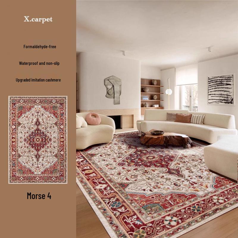 Persian Style Imitation Cashmere Non-Slip Rug - Machine Washable Living Room, Bedroom, or Coffee Table Floor Mat