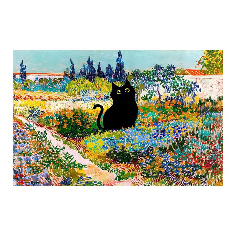 Van Gogh Black Cat Sunflowers Funny Art Matisse Monet Canvas Painting Posters And Prints Wall Pictures For Living Room Decor