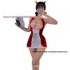 Chinese Style Phoenix Print Low-Cut Qipao Dress - Sexy Christmas Stage Performance Costume