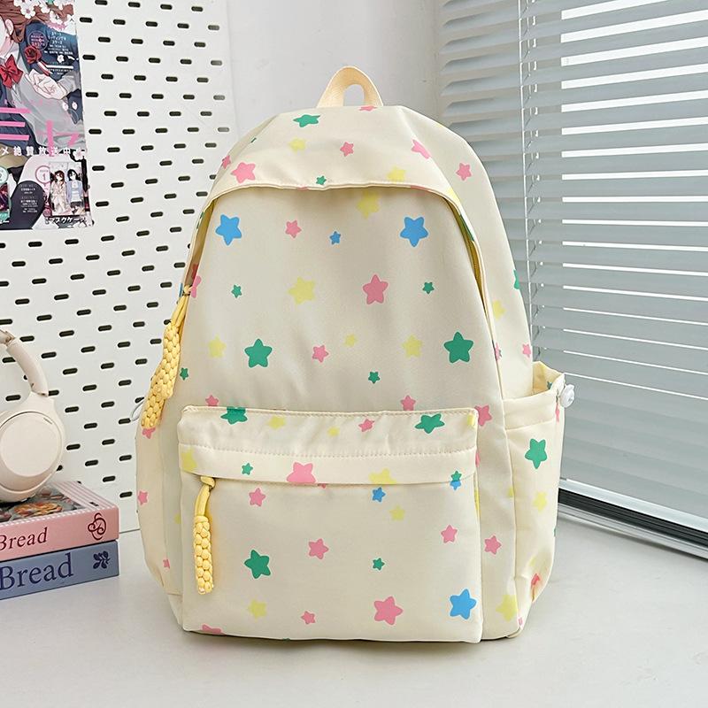 New high-value, fresh and sweet, colored star backpack, high school student large-capacity backpack