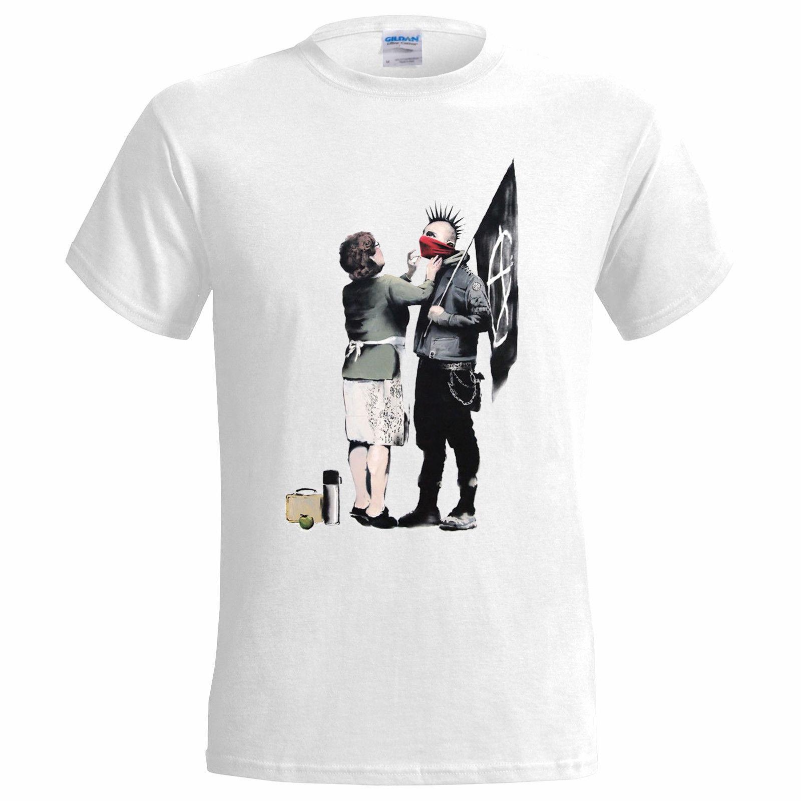 BANKSY PUNK MUM Cotton White T Shirt/Graffiti/Urban/Art/Mens/Tee/Gift/Top S разноцветный