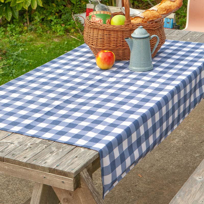 Dulton Plaid Print Tartan 1100 x Envelops Your Dining Table in Nostalgia and Warmth Tablecloth, Blue, Check, 1400mm, MZ-0456BL,