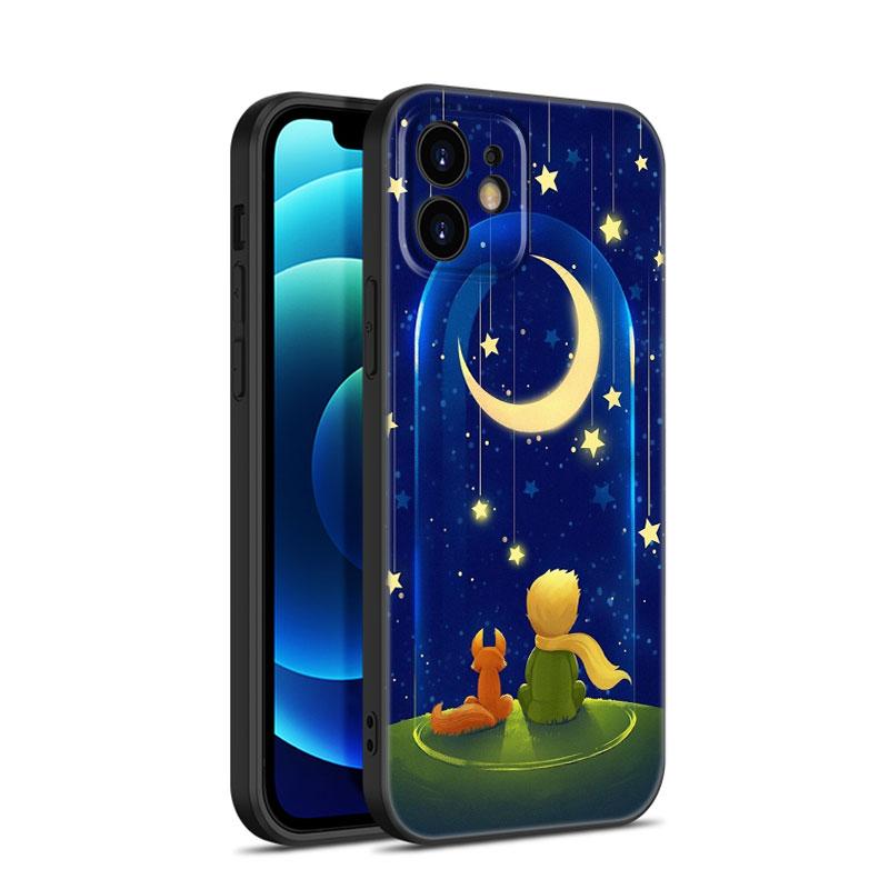 Etui na telefon Mały Książę dla Apple iPhone 12 13 Mini 11 14 15 Pro Max 7 8 Plus X XR XS SE 2020 2022 Czarne silikonowe etui