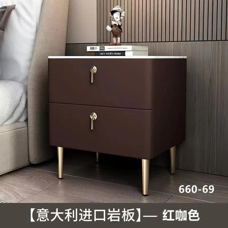 Einfache Moderne Nachtkonsolen aus Massivholz für Wohnmöbel Schiefer Nachttisch Nordisches Design Leichter Luxus Schlafzimmer Nachttisch