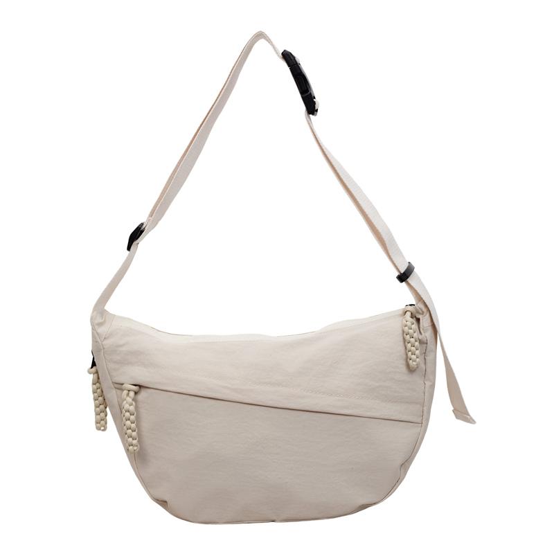 

Nylon Shoulder Bag for women solid color crossbody bag Front Zipper Pocket бежевый