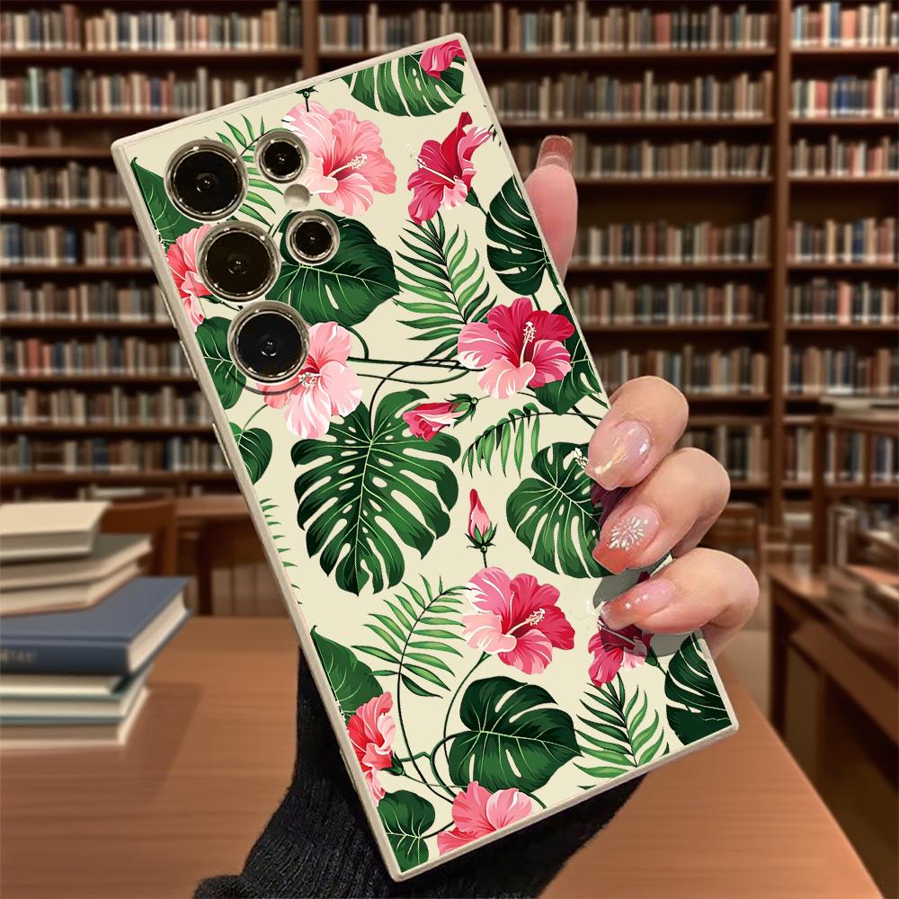Tropical Hibiscus Flowers Soft TPU Case Slim Shockproof Protective Cover For Samsung Galaxy S Ultra FE Plus A Series 5G