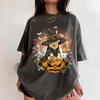 2026 New Halloween Winnie The Pooh Shirt Cute Witch Pumpkin Print Couple Womens Cotton TShirt Relaxed Travel Top