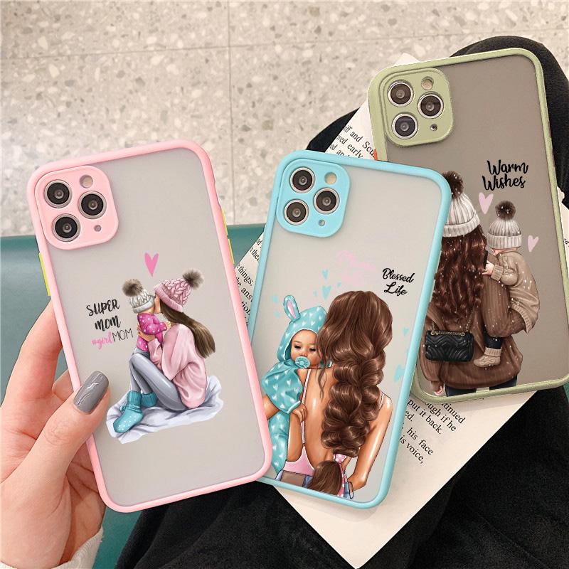 Super Mom Baby Girl Son Shockproof Phone Case For iPhone 13 12 14 15 11 Pro Max Mini 16 15 14 Plus 17 Pro Max Cartoon Back Cover