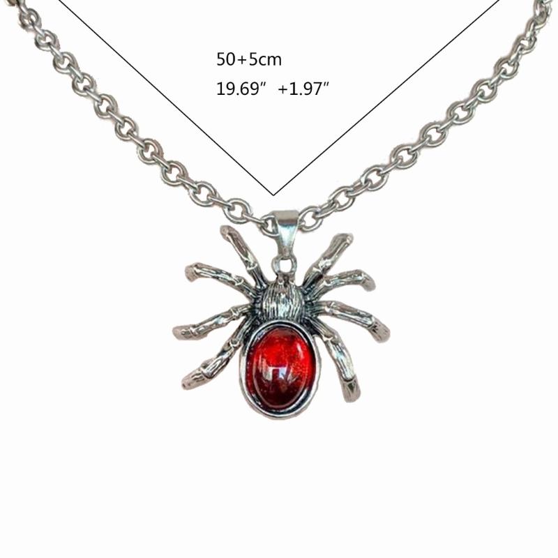 Vintage Spider Crystal Pendant Necklaces for Women Men Gothic Animal Sweater Chain Necklace Punk Hiphop Fashion Jewelry