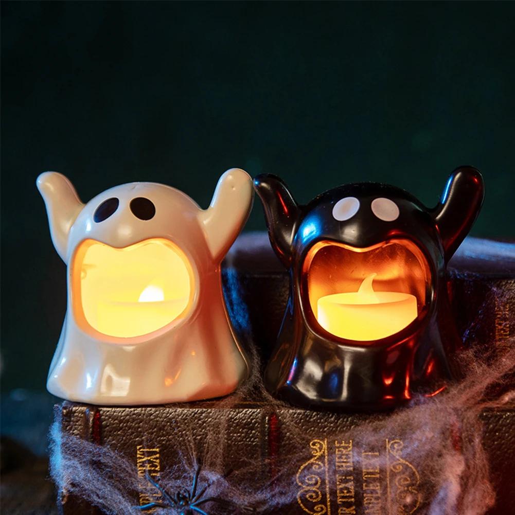 Warm Light Halloween Flameless Candle Two Color Battery Powered Led Candle Used for Halloween Decoration and Home Fast Shipping