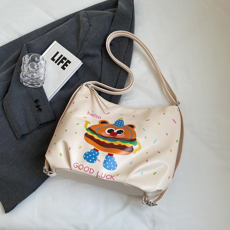 Women's Backpack Cartoon Print Shoulder Bag Large Capacity Commuter Multi-Function Crossbody Bag