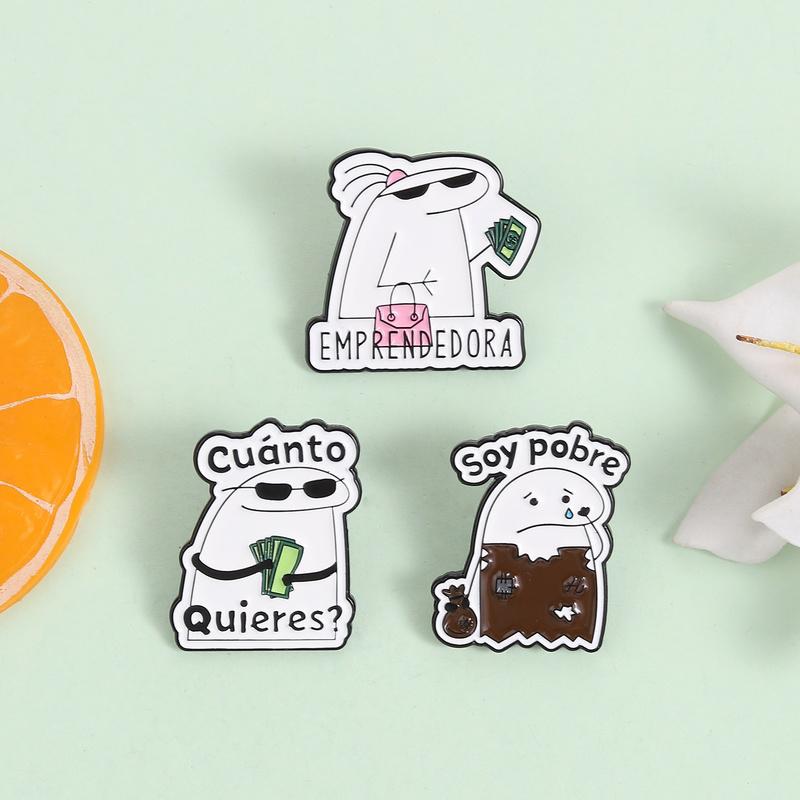 Funny Flork Meme Enamel Pins Dollar Money Banknotes Spanish Quotes Cuánto Quieres Brooches Lapel Badge Jewelry Gifts for Friends