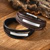 Custom Multi Layers Leather Bracelet for Men,Classic Metal Tube Handmade Braided Wristband,Gift for Husband Father Boyfriend