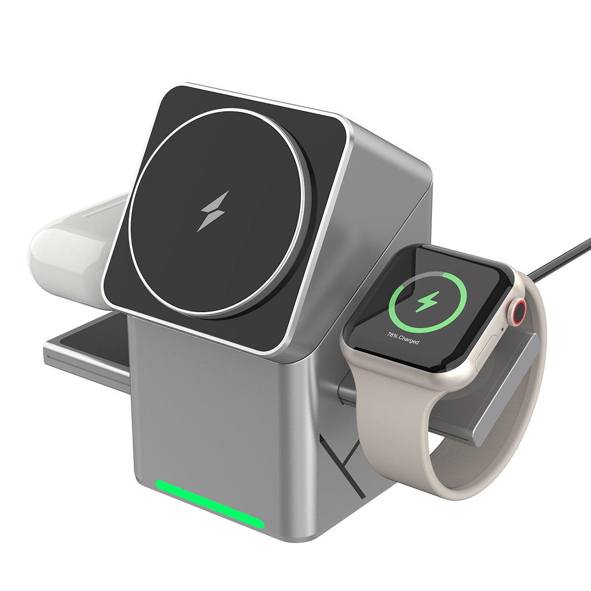 

Обертова бездротова зарядна підставка 3-в-1 з магнітною швидкою зарядкою 15 Вт