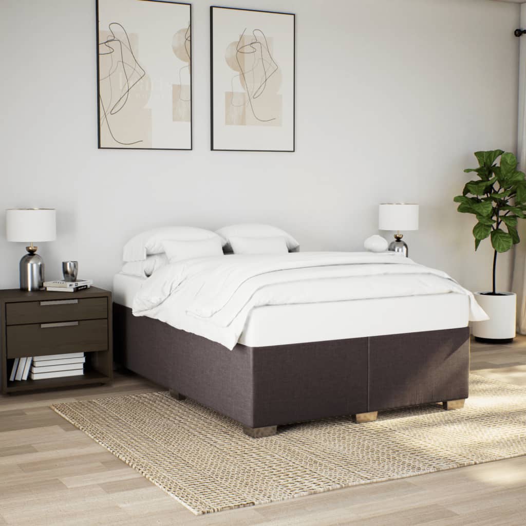 Bed Frame without Mattress Dark Brown 140 x 190 cm Fabric