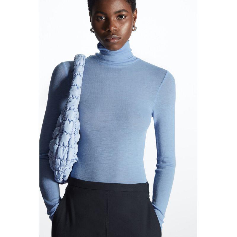 

Mernu Wool Blend Sweater Turtleneck Regular Slim fit Slimming Angora Knit Bottoming Shirt Blue Angora Light Blue L