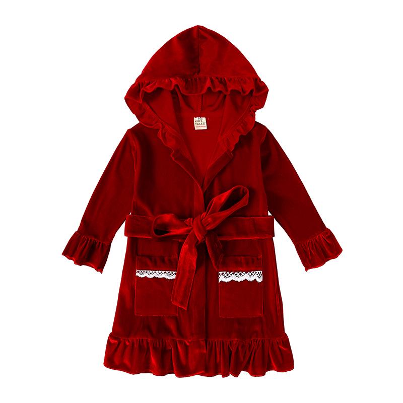 Children's Gold Velvet Pajamas - Autumn/Winter Homewear for Boys and Girls