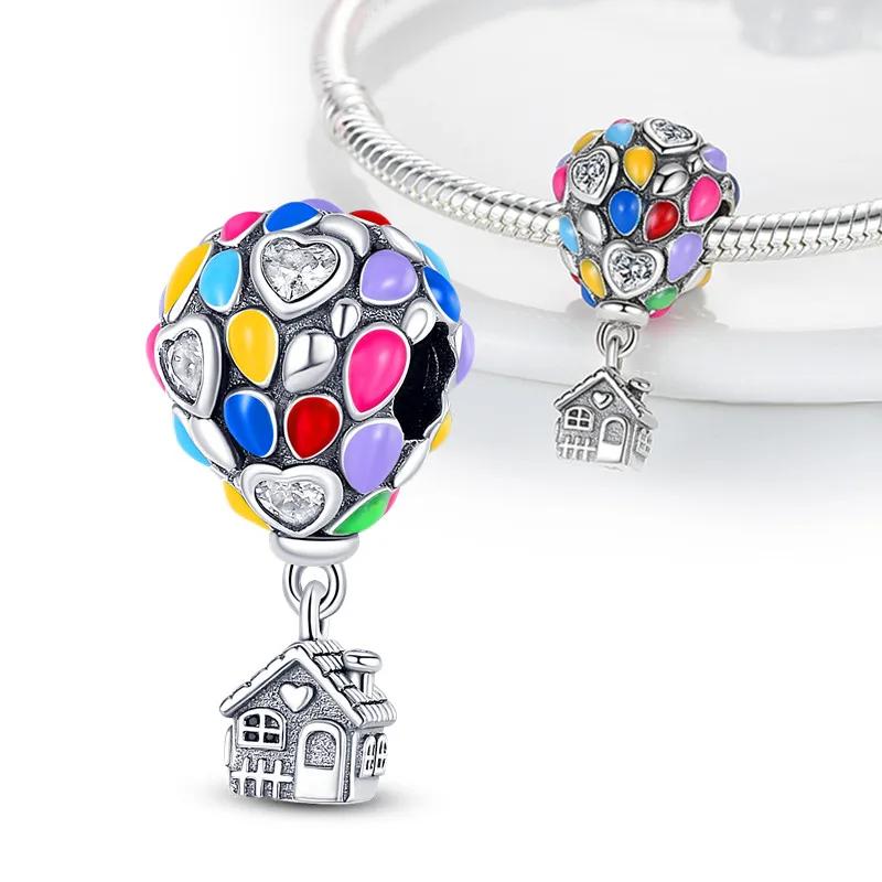 Copper Rainbowair Balloon Colorful Horse Charm Bead Pendant Fit Original Bracelet For Women Fine Jewelry Gift