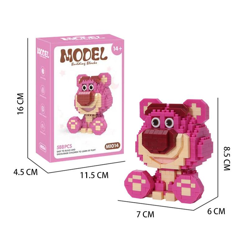 

Story Christmas Toy Strawberry Bear Micro Building Blocks Ornaments Gift Sitting2,588PCS