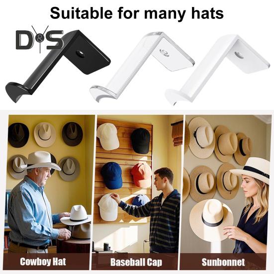 4/8Pcs Hat Hooks Cowboy Hat Racks Easy Installation Strong Adhesive Wall Mount Cap Holder Baseball Cap Organizers