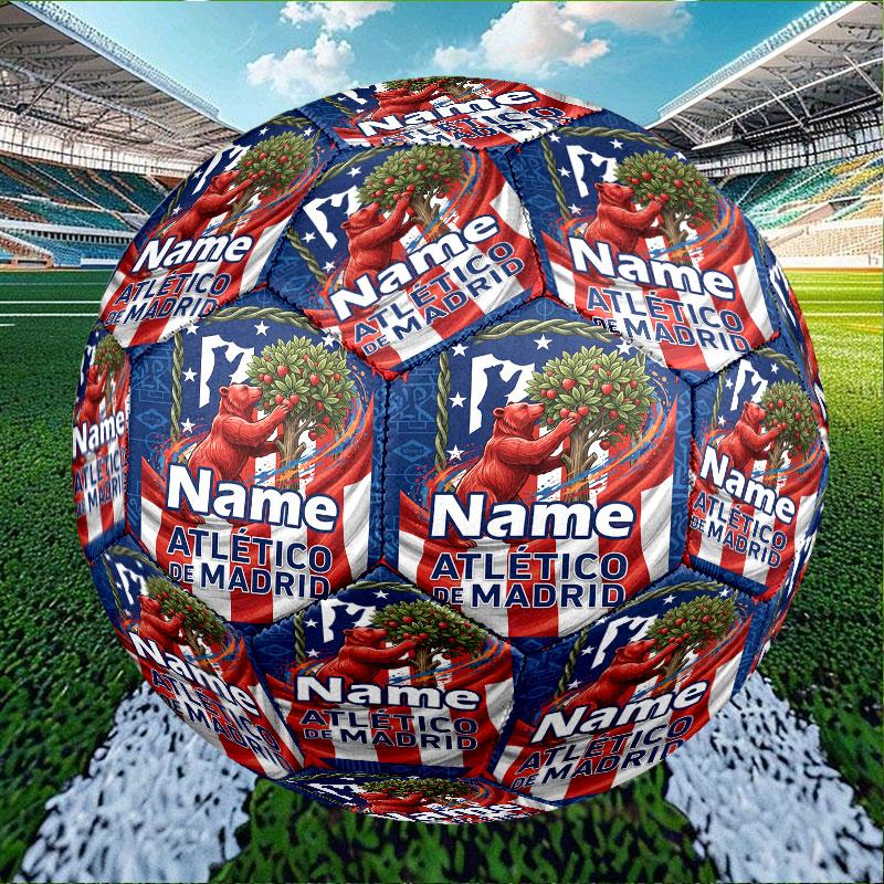 Custom Name Personalized Atletico Madrid Print Size 5 Soccer Ball Training & Match Football, for Team, Kicking, Gift for Football Enthusiasts