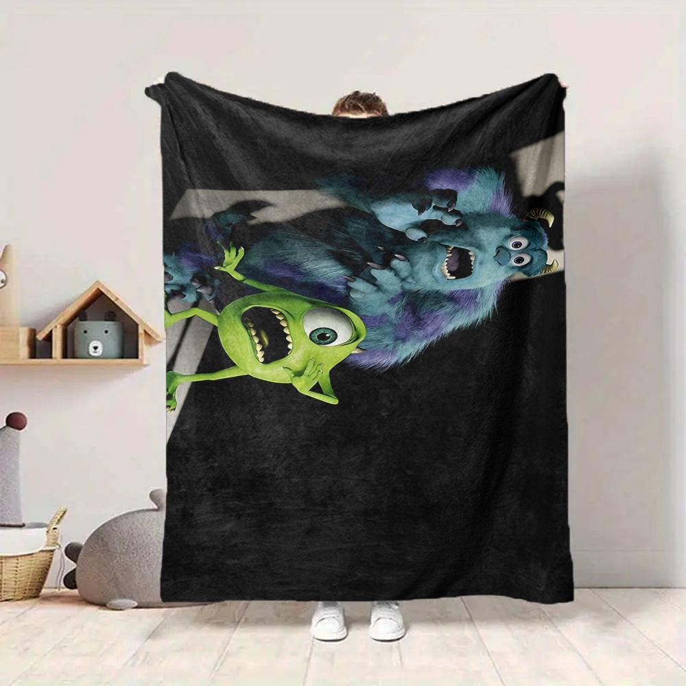 1Pc Monster Inc Creatures Flannel Blanket, Soft And Comfortable, Casual Warm, Camping Travel, Christmas, Halloween Xmas Gift S1248