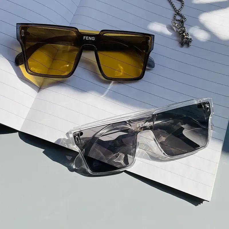 New Fashion Oversized Square One-piece Sunglasses Womens Retro Mirror Lens Eyewear Shades UV400 Men Punk Sun Glasses