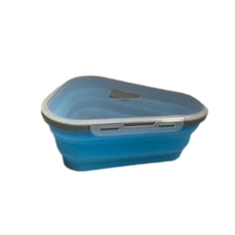 Pizza Pack Reusable Container Box Foldable Triangular Food Storage Case Orange