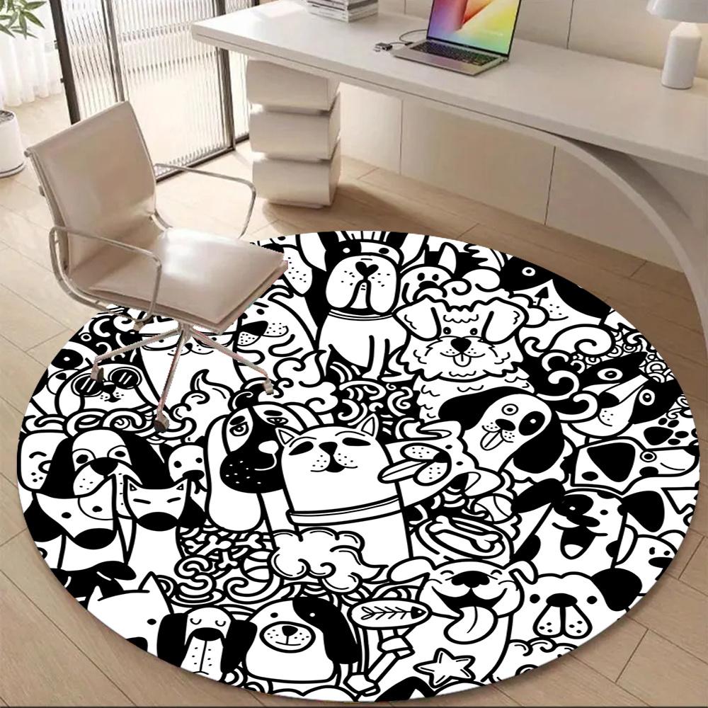 1pc Puppy Pet Office Round Area Rug, Indoor Mat Suitable ForOffice, Under Office Chairs Bedroom Living Room Home Decor, Room Decot231