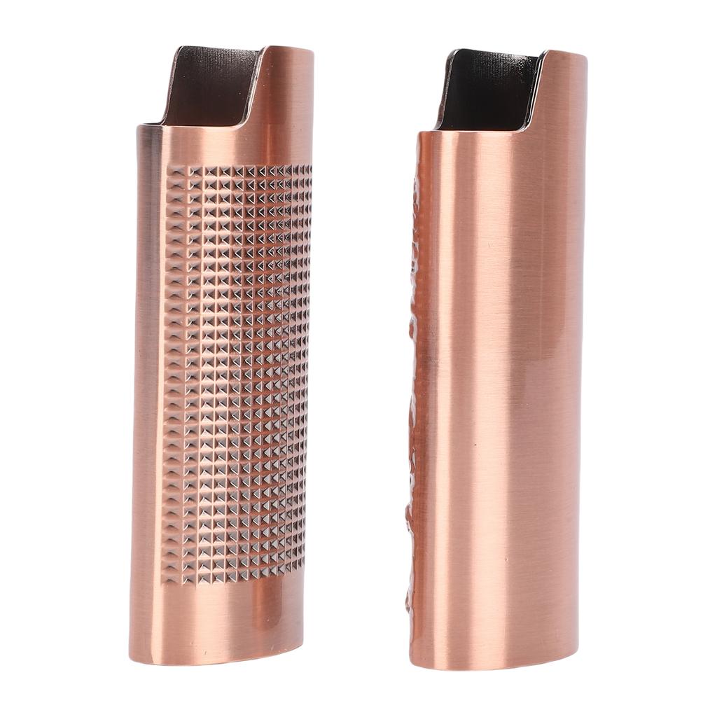 2 Pcs Lighter Case 8cm Length Grid and Dragon Pattern Exquisite Engraved Metal Lighter Cover for Party Bar